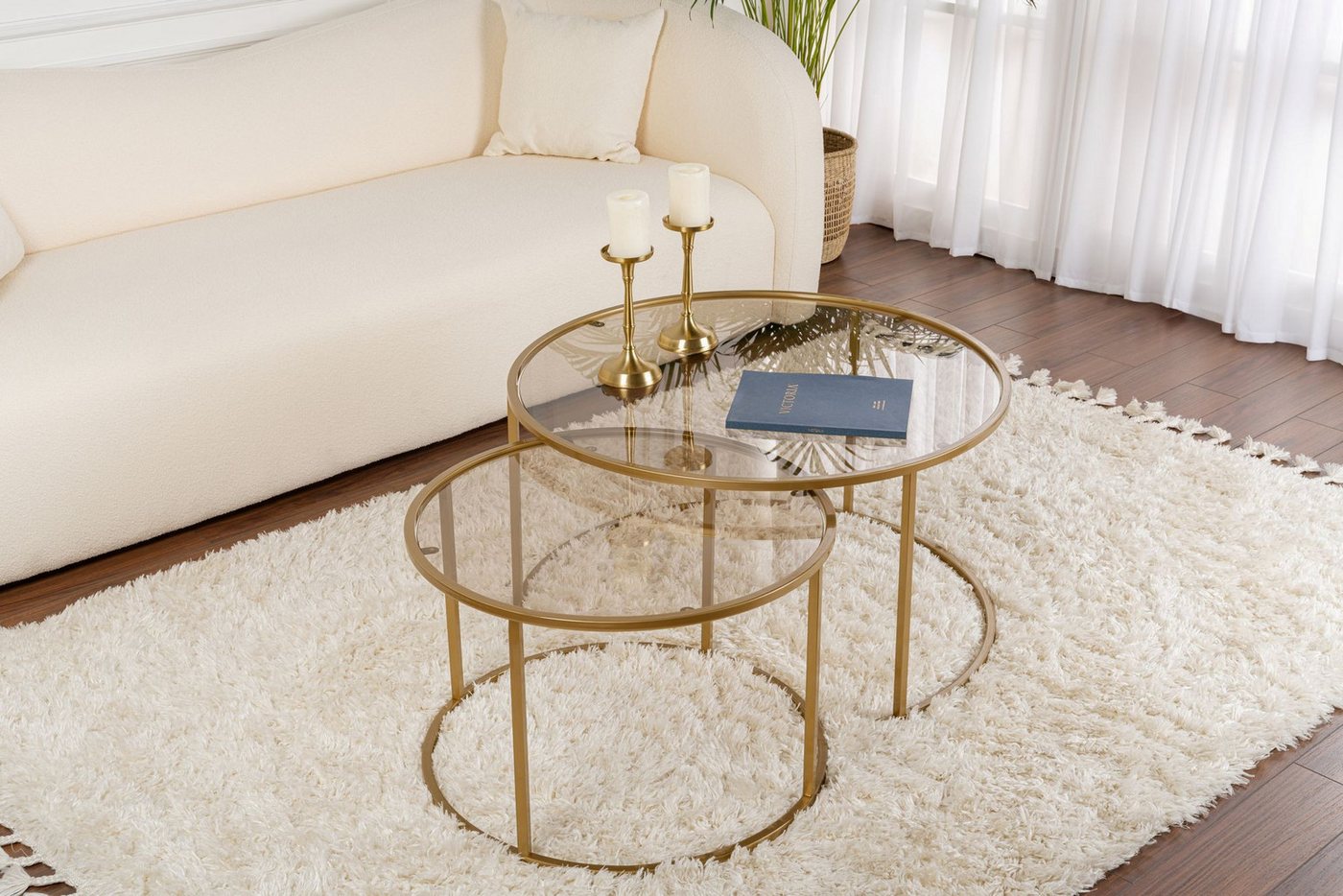 Skye Decor Couchtisch Aurum (Set, 2-St., 2 Tische), Runde Glasplatten – Bild 2 von 5