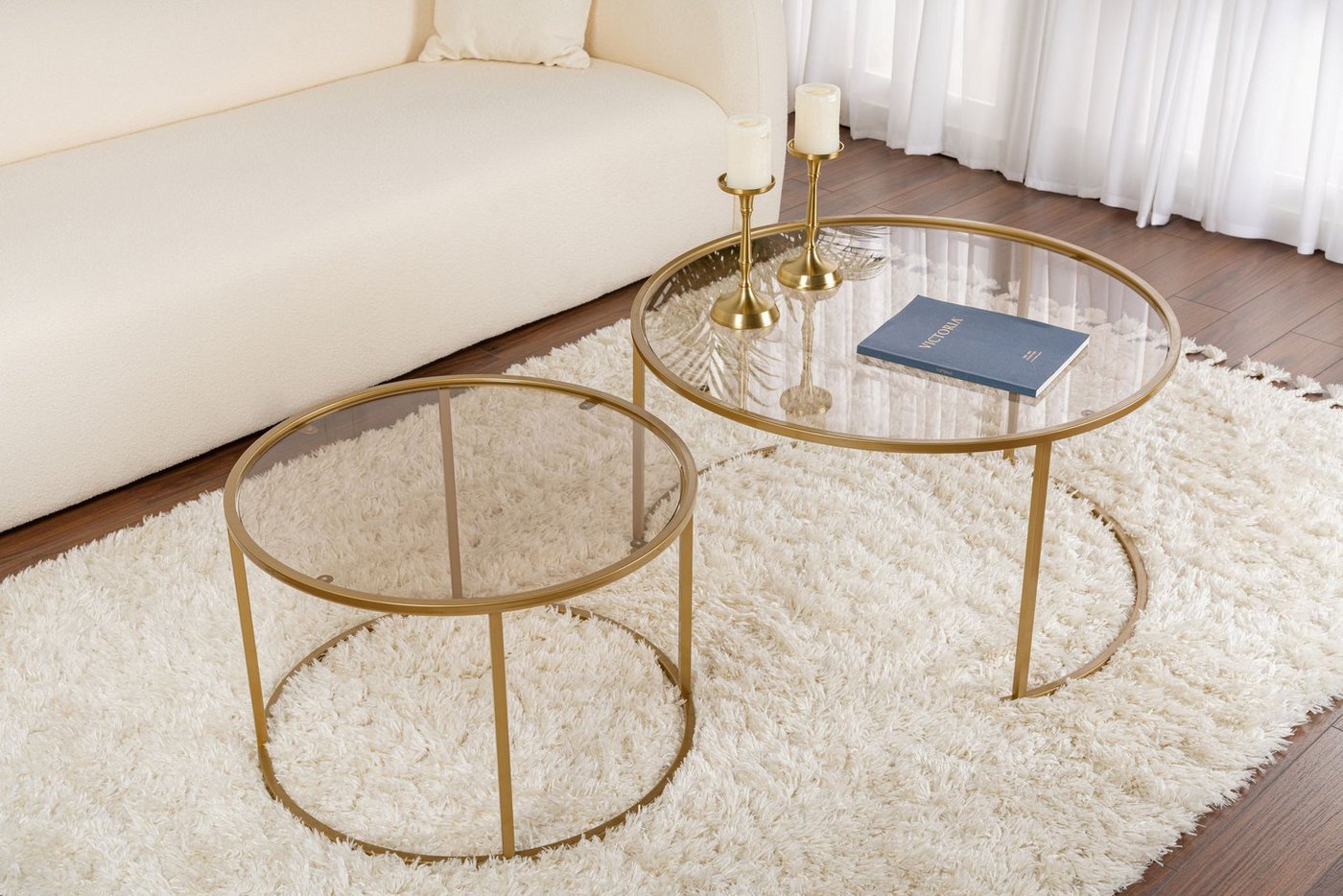 Skye Decor Couchtisch Aurum (Set, 2-St., 2 Tische), Runde Glasplatten – Bild 4 von 5