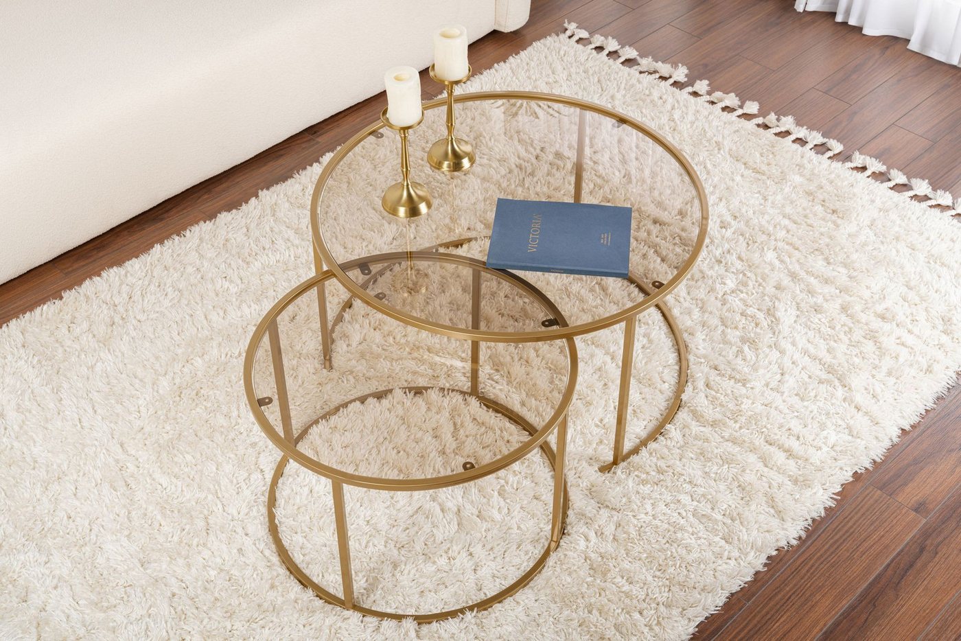 Skye Decor Couchtisch Aurum (Set, 2-St., 2 Tische), Runde Glasplatten – Bild 5 von 5