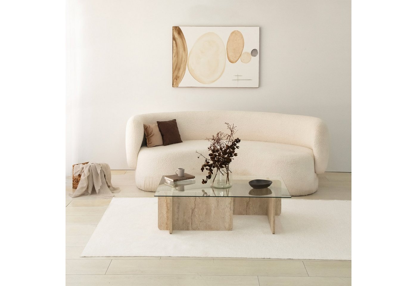 Skye Decor Couchtisch Boho (Packung, 1 Glastisch), Breite: 105 cm Gehärtetes Sicherheitsglas Modernes Blockdesign – Bild 2 von 5