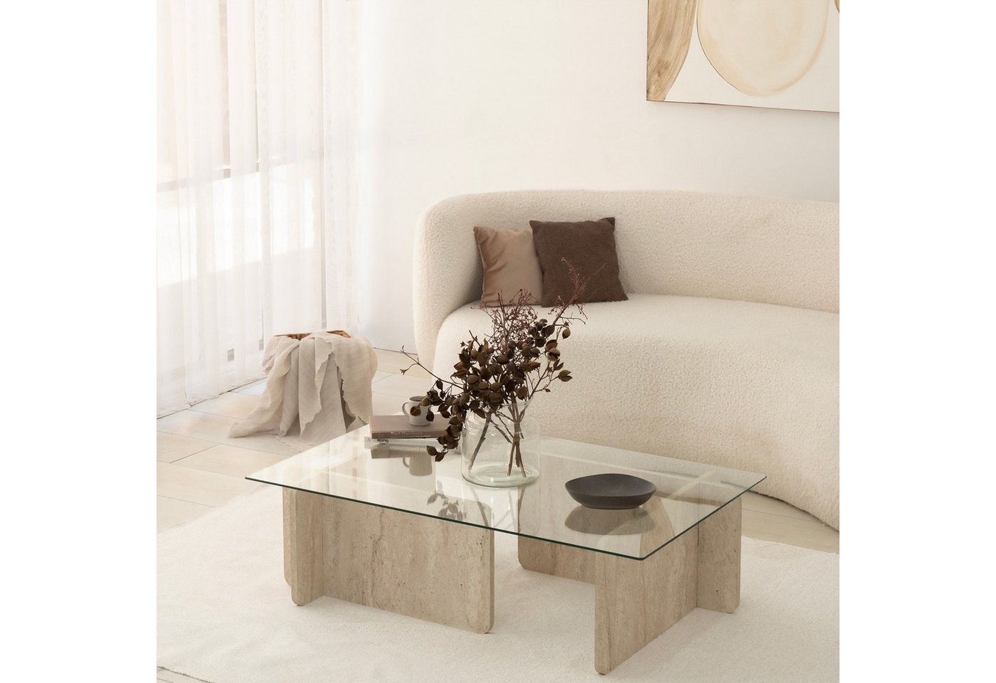 Skye Decor Couchtisch Boho (Packung, 1 Glastisch), Breite: 105 cm Gehärtetes Sicherheitsglas Modernes Blockdesign – Bild 3 von 5