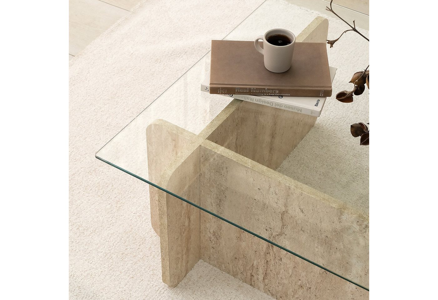 Skye Decor Couchtisch Boho (Packung, 1 Glastisch), Breite: 105 cm Gehärtetes Sicherheitsglas Modernes Blockdesign – Bild 5 von 5