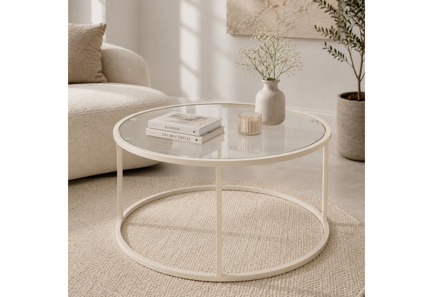 Skye Decor Couchtisch Japandi (1-St., einzeln), Gehärtete Glasplatte mit stabilem Metallgestell – Bild 4 von 5