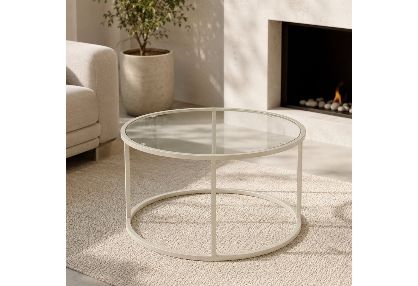 Skye Decor Couchtisch Japandi (1-St., einzeln), Gehärtete Glasplatte mit stabilem Metallgestell – Bild 5 von 5