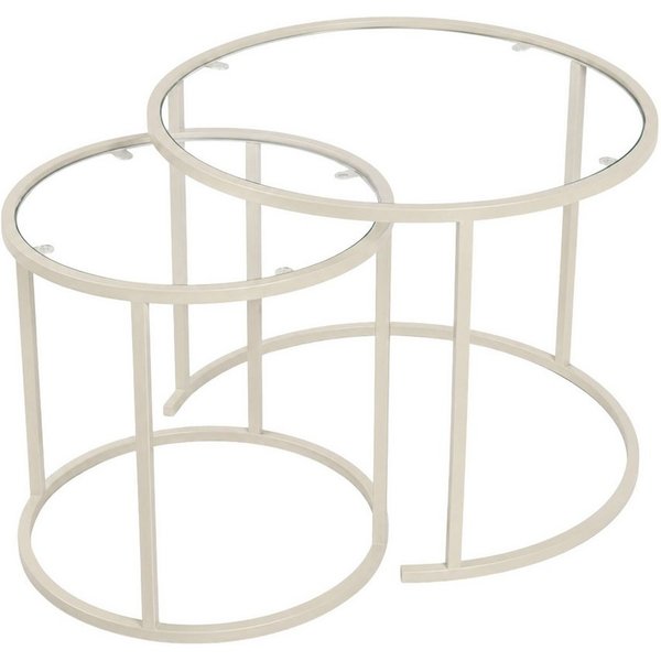 Skye Decor Couchtisch Japandi (2-St., 2-teilig), 2-teiliges Design mit gehärteter Glasplatte und Metallgestell
