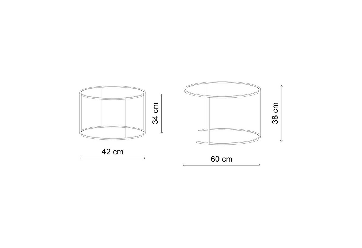 Skye Decor Couchtisch Japandi (2-St., 2-teilig), 2-teiliges Design mit gehärteter Glasplatte und Metallgestell – Bild 2 von 5