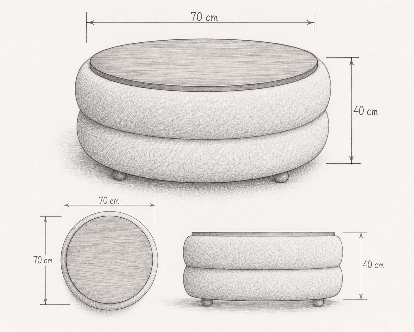 Skye Decor Couchtisch Snug Japandi (1-St), Teddy-Optik mit Buchenholzbeinen – Bild 2 von 3
