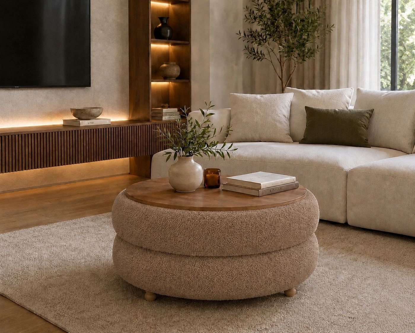 Skye Decor Couchtisch Snug Japandi (1-St), Teddy-Optik mit Buchenholzbeinen – Bild 3 von 3