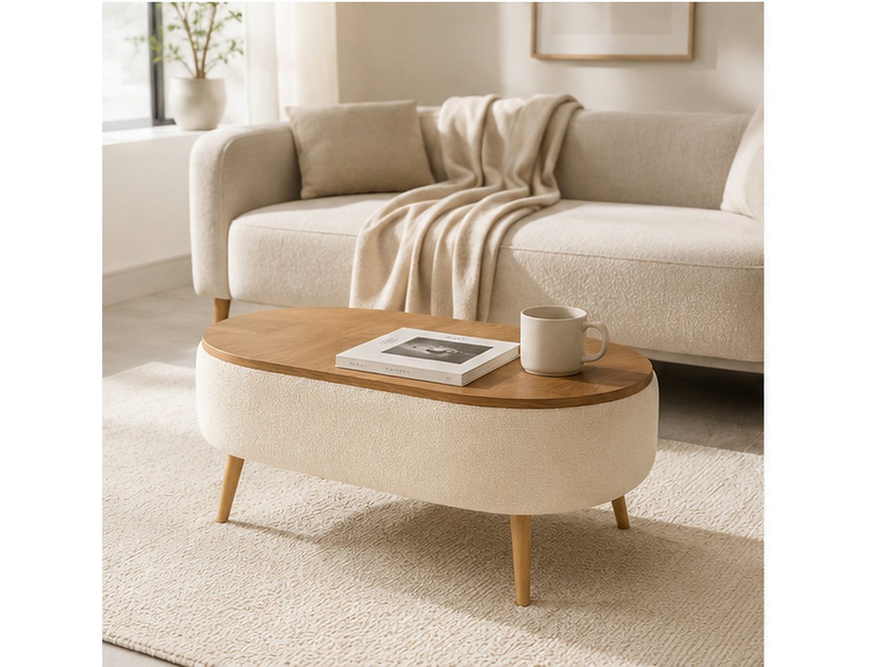 Skye Decor Couchtisch Snug Japandi (1-St), Teddy-Optik mit Stauraum – Bild 2 von 3