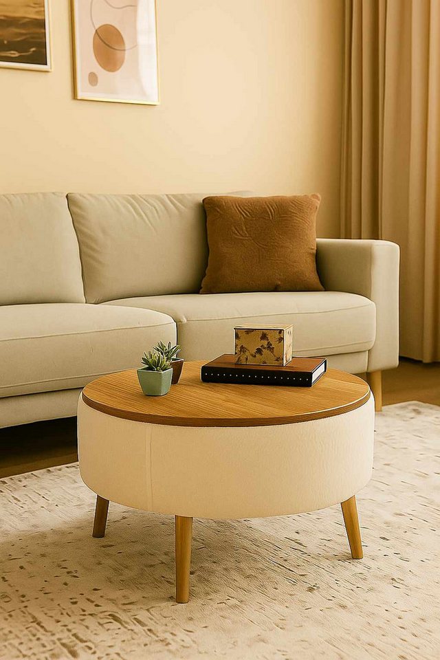 Skye Decor Couchtisch Snug Japandi (1-St), Teddy-Optik mit Buchenholzbeinen – Bild 3 von 3