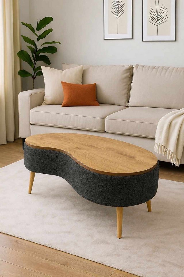 Skye Decor Couchtisch Snug Japandi (1-St), Teddy-Optik mit Buchenholzbeinen – Bild 3 von 3