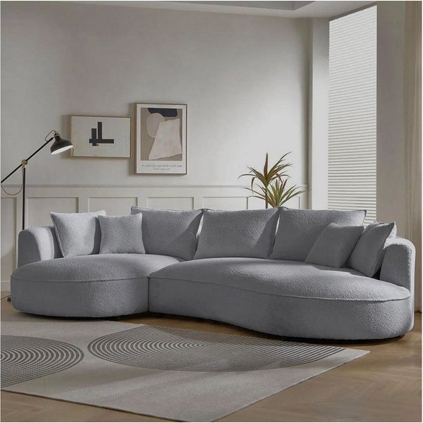 Skye Decor Ecksofa, Großes L Sofa mit Bouclé-Bezug – 30 DNS Schaum, pflegeleicht