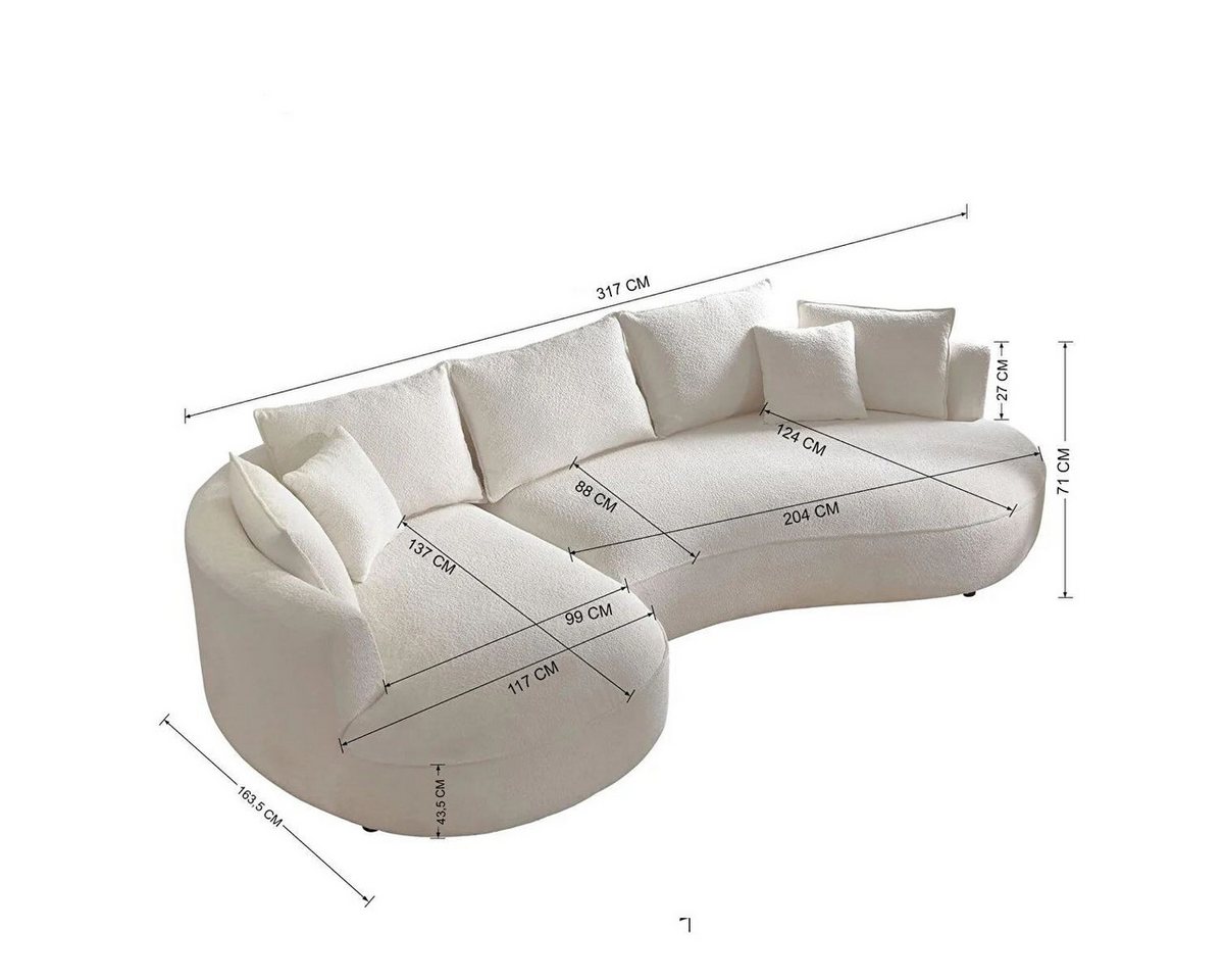 Skye Decor Ecksofa, Großes L Sofa mit Bouclé-Bezug – 30 DNS Schaum, pflegeleicht – Bild 5 von 5