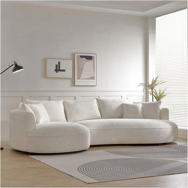 Skye Decor Ecksofa, Großes L Sofa mit Bouclé-Bezug – 30 DNS Schaum, pflegeleicht