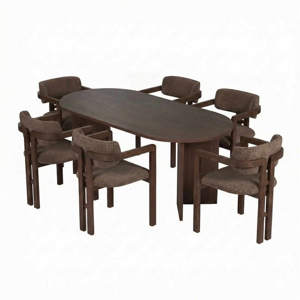 Skye Decor Essgruppe Sablin Modern Set, (Set, 7-tlg., 1 Tish, 6 Stühle), Japandi Set bestehend aus 6 Stühl und 1 Tish Modernes Esszimmer Set