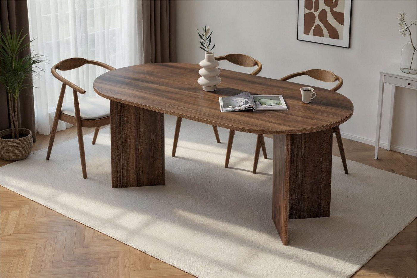 Skye Decor Esstisch Sablin Boho (1-St., 1 Tisch), modernes Design, stabile 180 x 90, Oval Tischplatte – Bild 2 von 5
