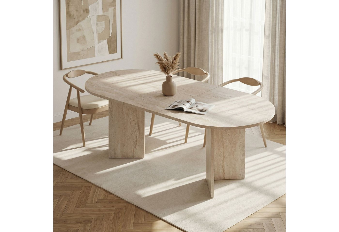 Skye Decor Esstisch Sablin Sorell (Packung, 1-St., 1 Erweiterbarer Esstisch), Ausziehbar 160–200 cm, Erweiterbarer Esstisch, Große Tischfläche – Bild 4 von 5