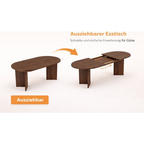Skye Decor Esstisch Sablin Sorell (Packung, 1-St., 1 Erweiterbarer Esstisch), Ausziehbar 160–200 cm, Erweiterbarer Esstisch, Große Tischfläche