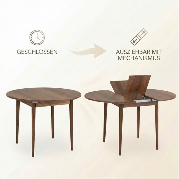 Skye Decor Esstisch Viola, Funktional Tisch mit ausziehbarer Tischplatte, Rund, Platzsparend