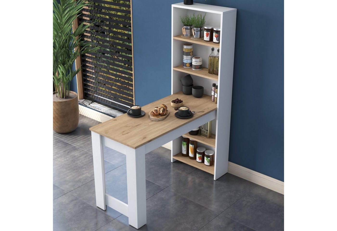 Skye Decor Küchentisch 100% MELAMINE COATED PARTICLE BOARD, 153,6 cm x 53,8 cm x 120 cm N1807 (1-St., 1 Tisch), Skandinavisches Design Platzsparende 2-in-1 Lösu – Bild 2 von 5