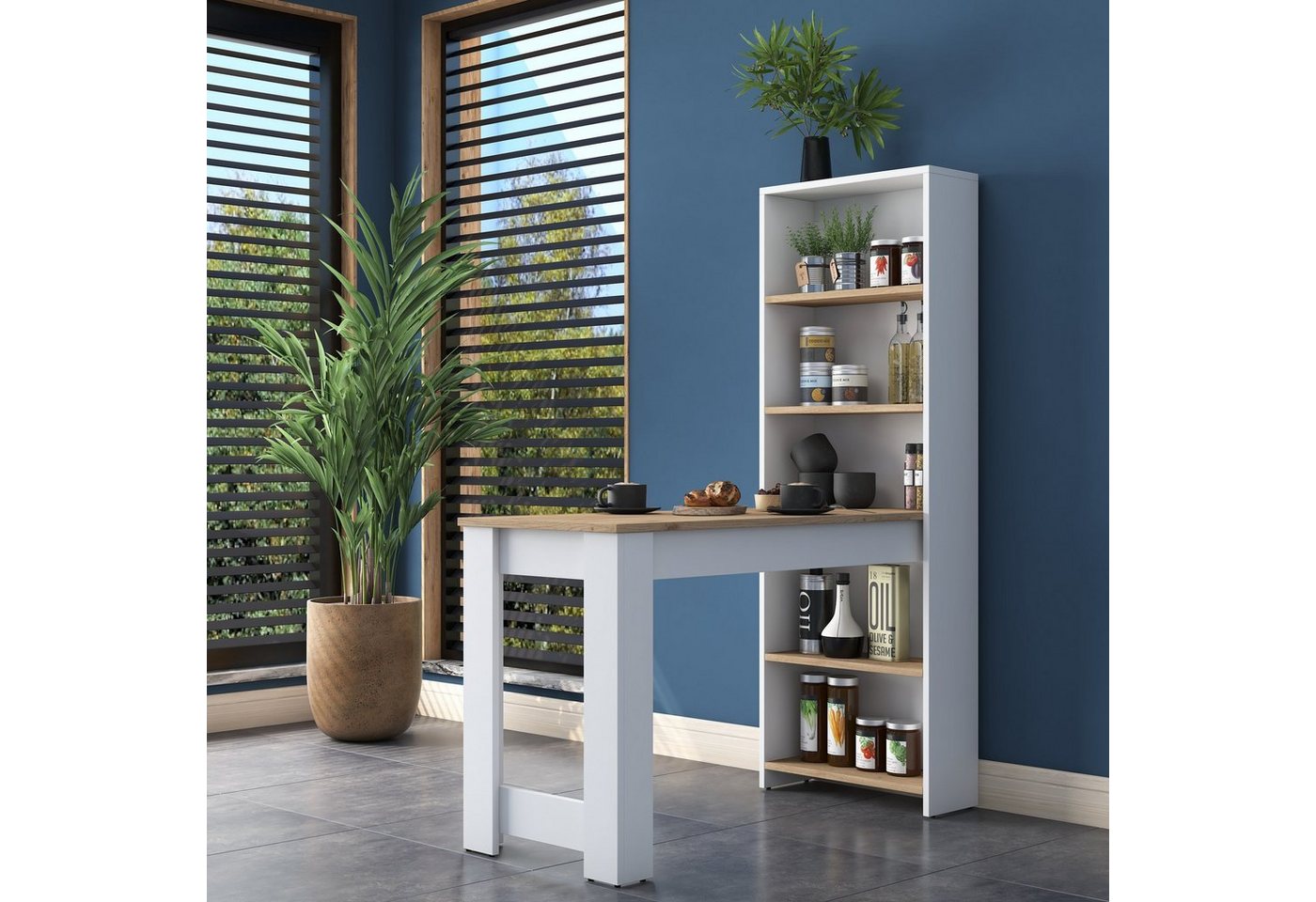 Skye Decor Küchentisch 100% MELAMINE COATED PARTICLE BOARD, 153,6 cm x 53,8 cm x 120 cm N1807 (1-St., 1 Tisch), Skandinavisches Design Platzsparende 2-in-1 Lösu – Bild 3 von 5