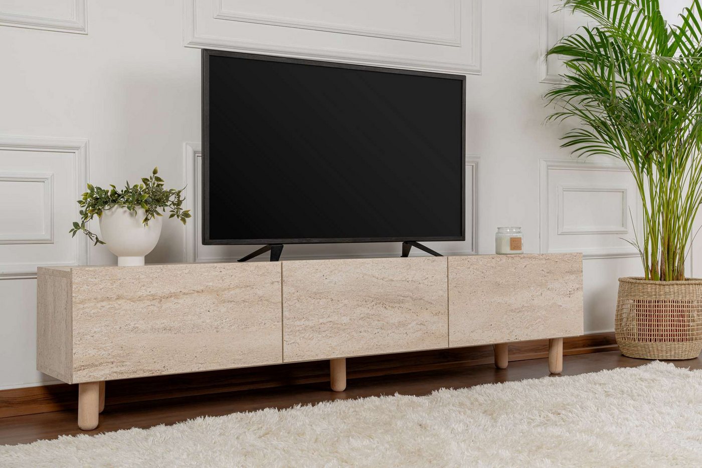 Skye Decor Lowboard Odessa Alvin (packung, 1), 180x42x31 Mit abnehmbaren Holzfüßen – Bild 2 von 5