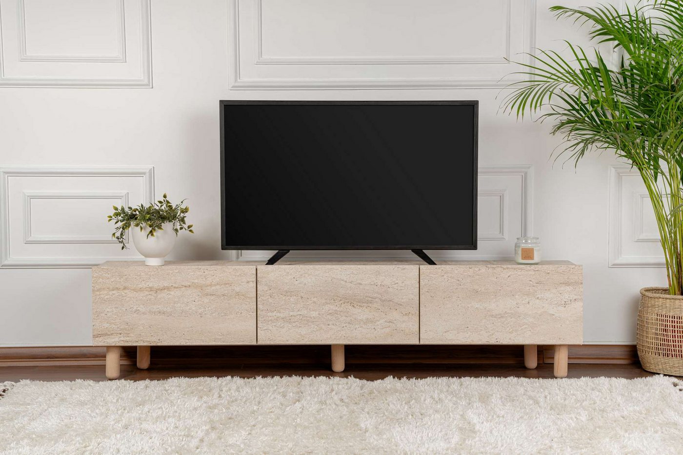 Skye Decor Lowboard Odessa Alvin (packung, 1), 180x42x31 Mit abnehmbaren Holzfüßen – Bild 3 von 5
