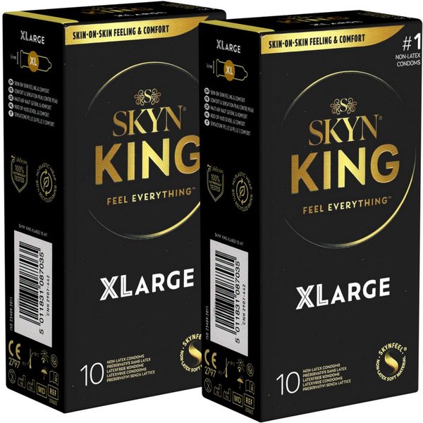 SKYN XXL-Kondome King XLarge (King Size) Packung mit, 20 St., Doppelpack - Größe XL - 56mm -, große latexfreie Kondome aus Sensoprène™