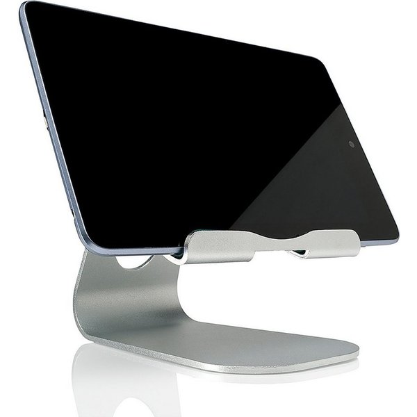 SLABO Tablet-Halterung universelle Tablethalterung Universal für alle Tablets, iPads etc. "Aluminium" Universell Stand Holder - SILBER