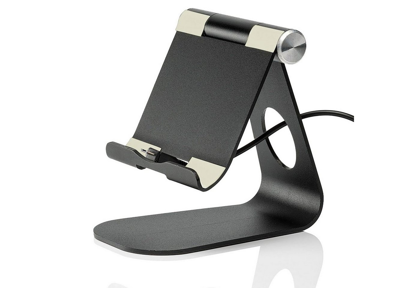 SLABO Tablet-Halterung universelle Tablethalterung Universal für alle Tablets, iPads etc. "Aluminium" Universell Stand Holder - SCHWARZ – Bild 2 von 4