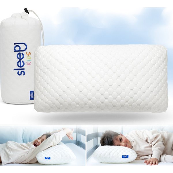 SLEEPI Kopfkissen Kids Cloud, Füllung: Schaumstoffwürfel, Bezug: Tencel®, Seitenschläfer, Rückenschläfer, Kinderkopfkissen, Höhenverstellbar, Memory Foam Würfel