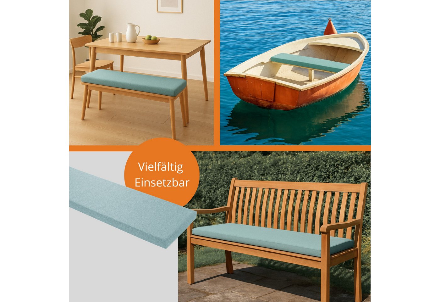 sleepling Bankauflage in 200x40 cm, 150x50 cm und vielen weiteren Größen und Farben, mit Anti-Rutsch Unterseite, aus widerstandsfähigem Sofastoff – Bild 3 von 5