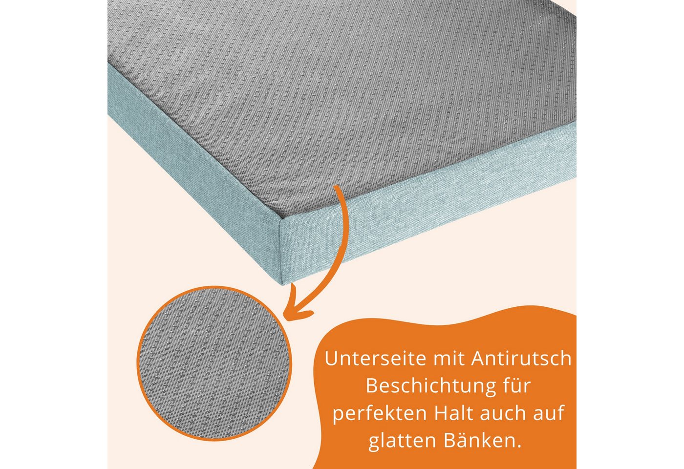 sleepling Bankauflage in 200x40 cm, 150x50 cm und vielen weiteren Größen und Farben, mit Anti-Rutsch Unterseite, aus widerstandsfähigem Sofastoff – Bild 4 von 5