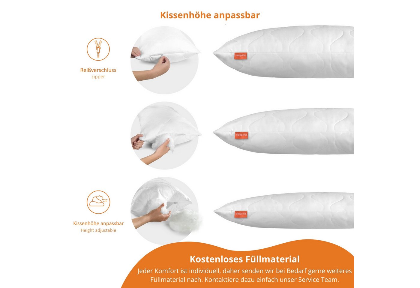 sleepling Bettdecke + Kopfkissen Bettwaren Set, 135x200 cm, 155x220 cm und weitere Größen, Füllung: 100% Polyester, Bezug: 100% Polyester, für Sommer und Winter – Bild 2 von 5