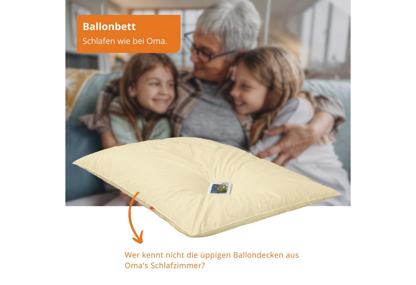 sleepling Federbettdecke Ballonbett, Füllung: 100% Federn, Bezug: Baumwolle, Oberbett, Winterbettdecke, Federn der Klasse 1, Allergiker geeignet – Bild 2 von 5