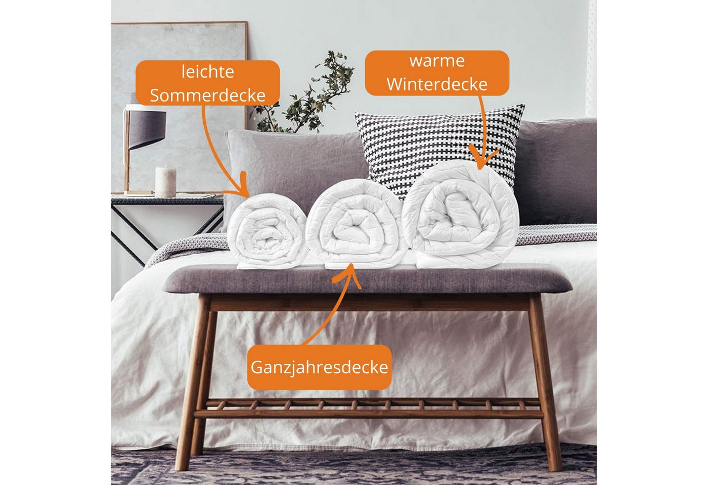 sleepling Federbettdecke Loft, Füllung: 80% Federn / 20% Daunen, Bezug: Feinster Mako-Batist, Steppung in Kassettenoptik, verhindert Verrutschen der Füllung – Bild 4 von 5
