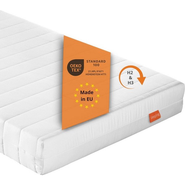 Kaltschaummatratze Basic 30 mit 7-Zonen und zwei unterschiedlich festen Liegeseiten, sleepling, beidseitig nutzbar (H2/H3), ergonomisch optimiert & atmungsaktiv