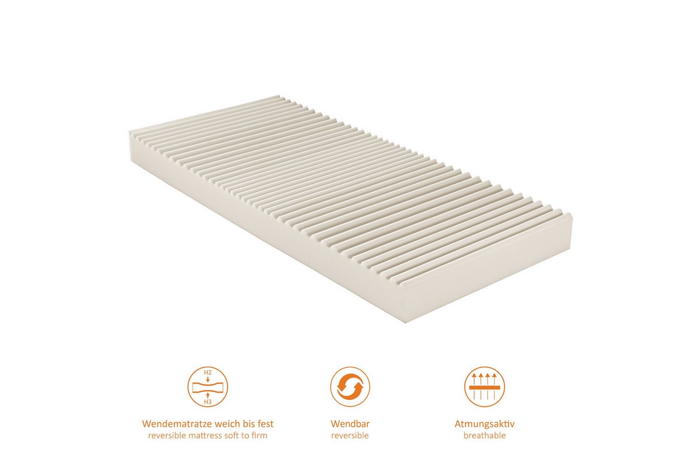Kaltschaummatratze Basic 30 mit 7-Zonen und zwei unterschiedlich festen Liegeseiten, sleepling, beidseitig nutzbar (H2/H3), ergonomisch optimiert & atmungsaktiv – Bild 4 von 5