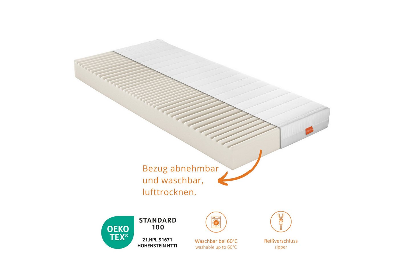 Kaltschaummatratze Basic 30 mit 7-Zonen und zwei unterschiedlich festen Liegeseiten, sleepling, beidseitig nutzbar (H2/H3), ergonomisch optimiert & atmungsaktiv – Bild 3 von 5