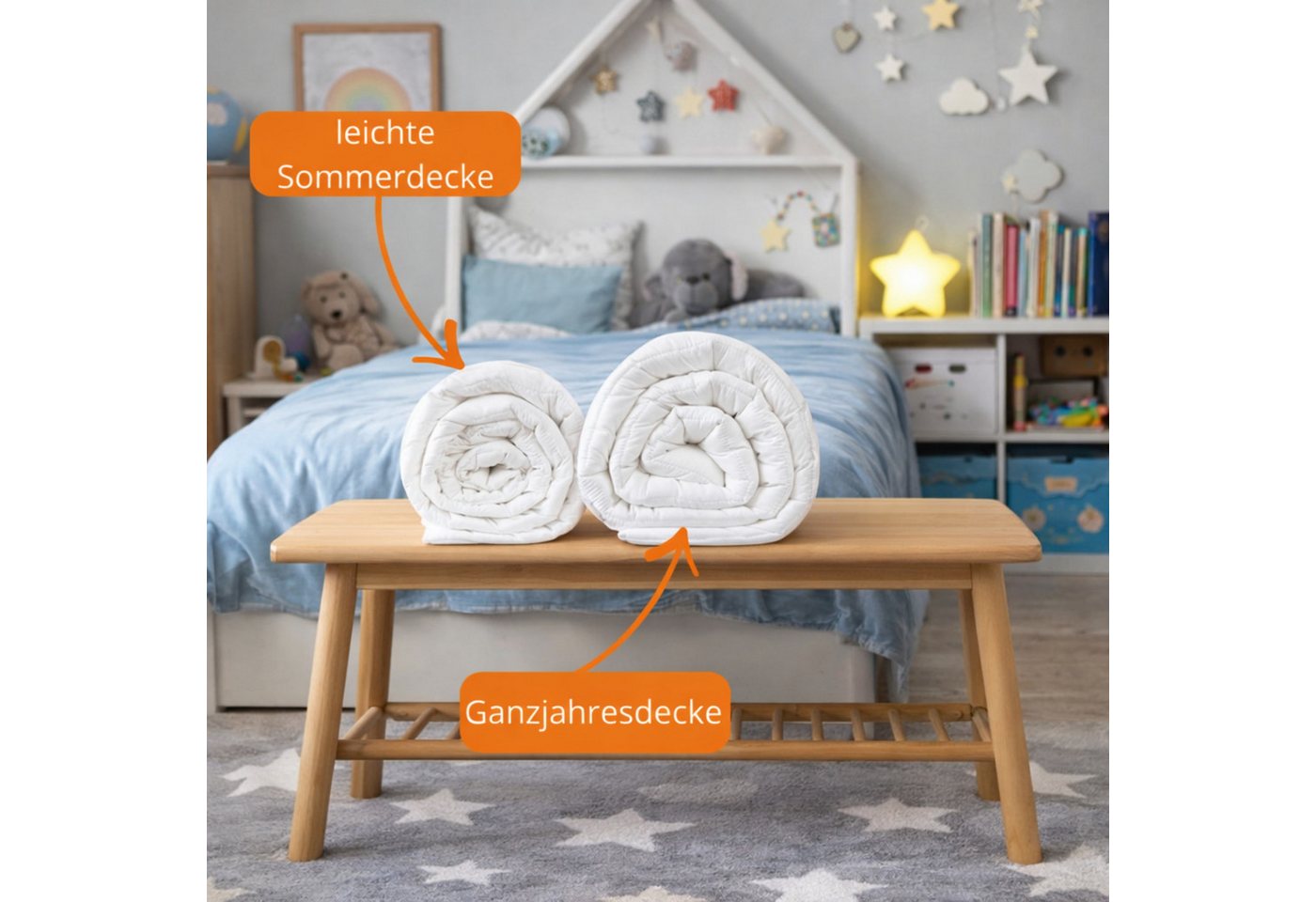 sleepling Kinderbettdecke Daunendecke für Kinder, 100x135 cm, Füllung: 90% Daunen, 10% Federn, Made in EU – Bild 5 von 5