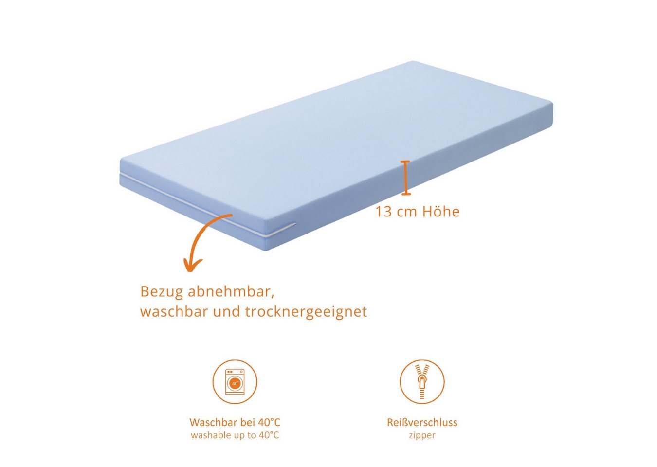 Komfortschaummatratze Basic 20, 90x200 cm, 140x200 cm und weitere Größen, sleepling, 13 cm hoch, für Allergiker geeignet – Bild 3 von 5
