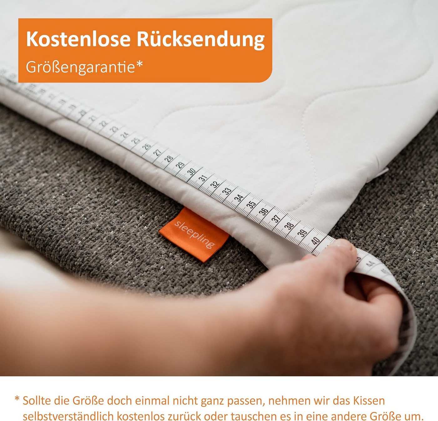 sleepling Kopfkissen extra prall, fest und dick, Füllung: Polyester, Bezug: 100% Polyester (Mikrofaser), Seitenschläfer, Rückenschläfer, Bauchschläfer, softes,  – Bild 4 von 4