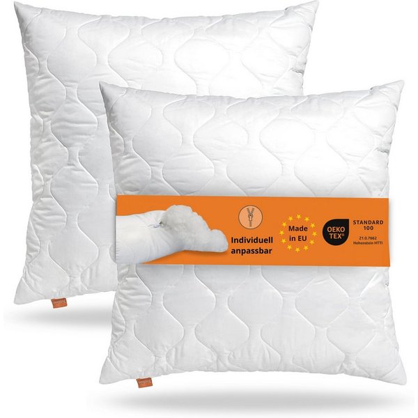 sleepling Kopfkissen Komfort 100, Füllung: 100 % Polyester (Fasern und Faserkugeln), Bezug: 100% Polyester, Seitenschläfer, Rückenschläfer, Bauchschläfer, 80x80