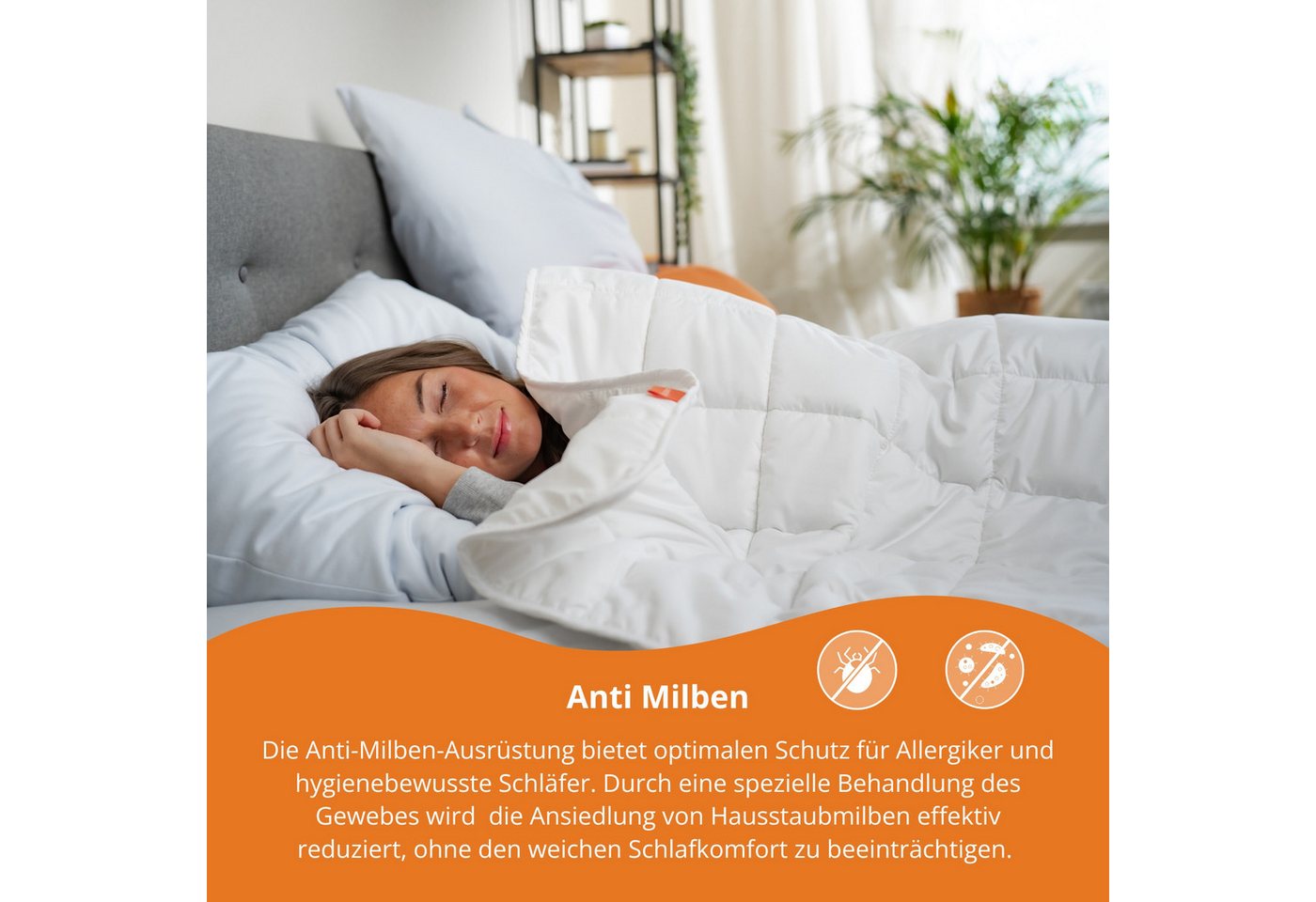 sleepling Microfaserbettdecke für Allergiker, Füllung: hochwertige Markenvollfaser aus 100% Polyester, antibakteriell, antimilben, Peachskin – Bild 4 von 5