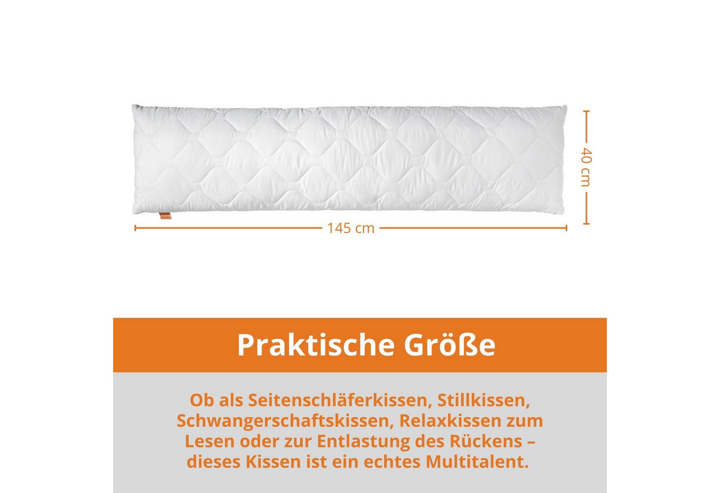 sleepling Seitenschläferkissen Bodypillow, 40x145 cm, 40x200 cm, Cord oder Mikrofaser, auch als Stillkissen – Bild 2 von 5
