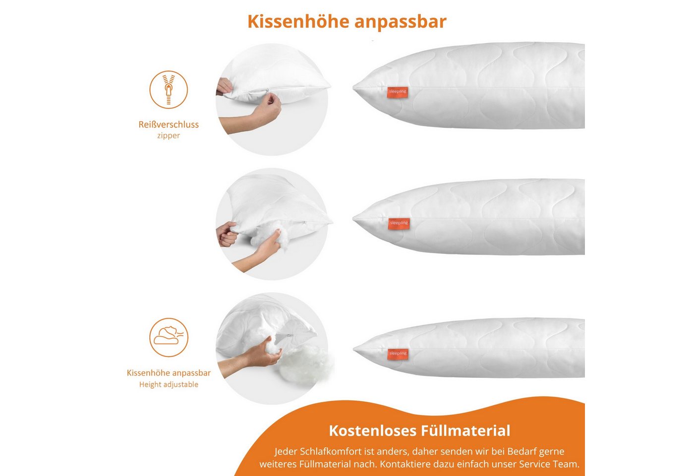 sleepling Seitenschläferkissen Bodypillow, 40x145 cm, 40x200 cm, Cord oder Mikrofaser, auch als Stillkissen – Bild 4 von 5