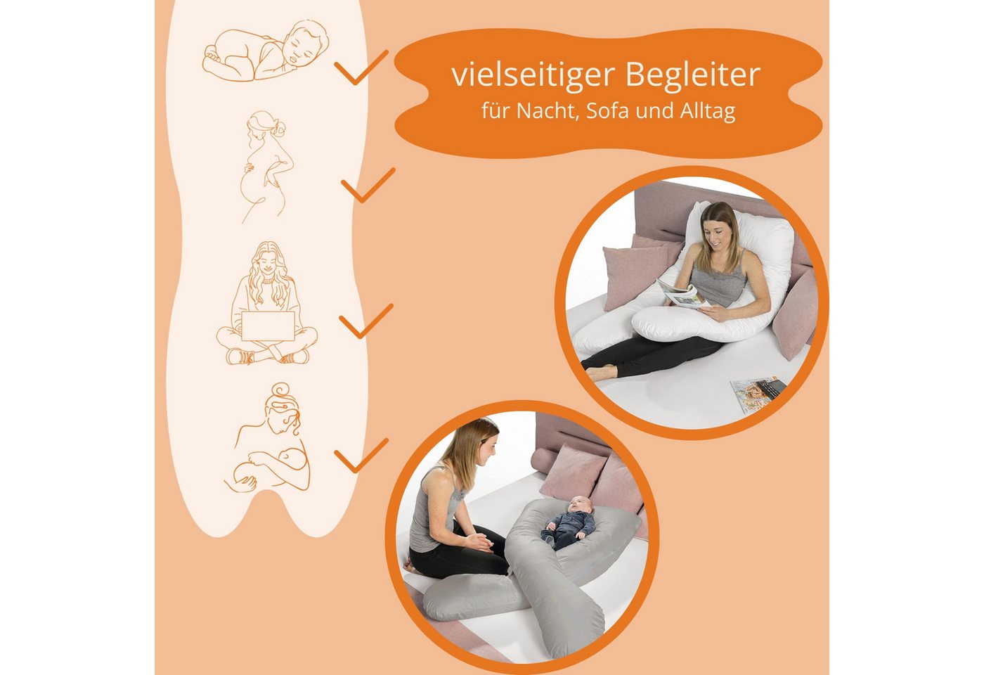sleepling Stillkissen Bodypillow, auch als Seitenschläfer- oder Lagerungskissen nutzbar – Bild 3 von 5