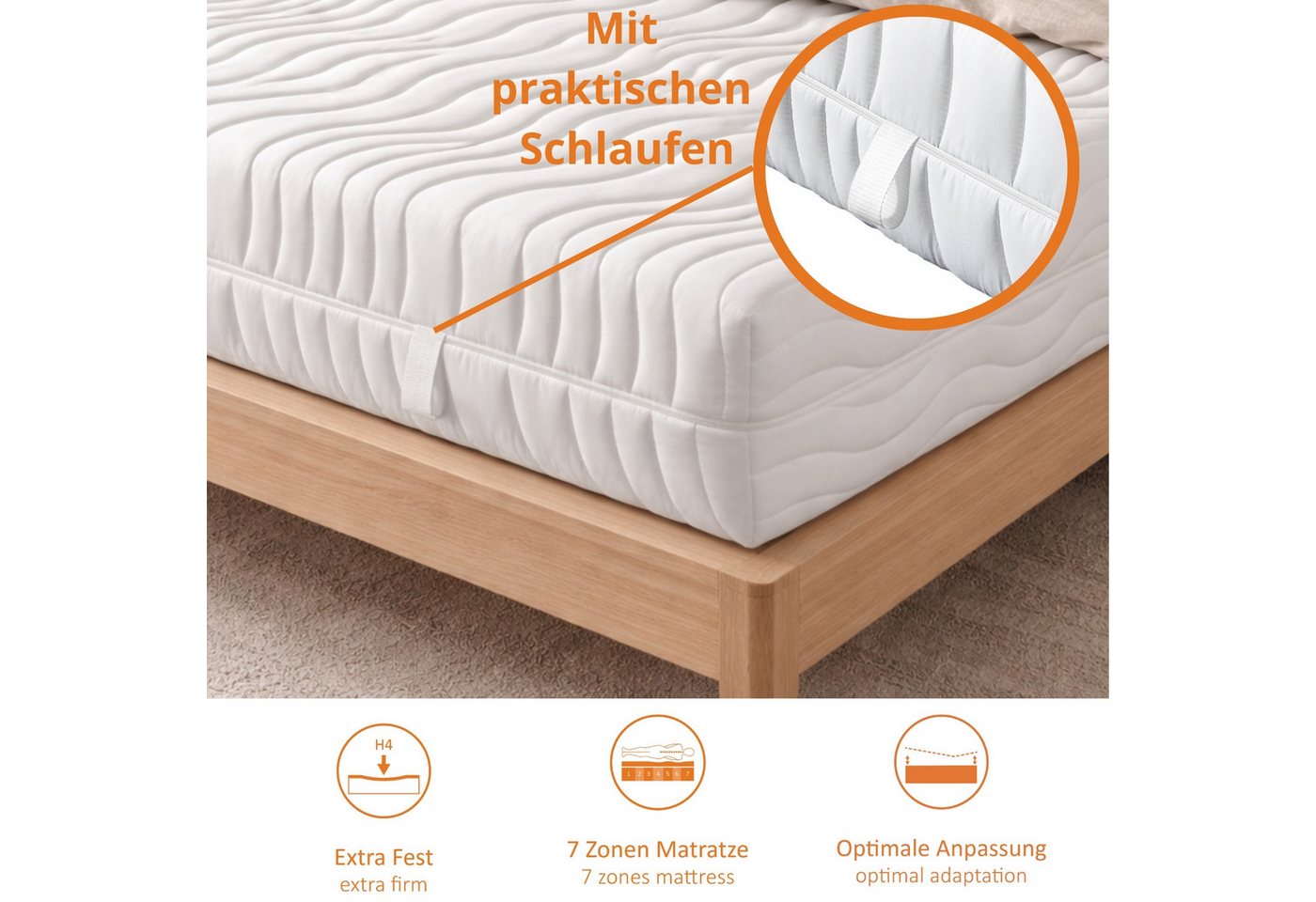 Taschenfederkernmatratze Innovation 320, 90x200 cm, 140x200 cm und weitere Größen, sleepling, 25 cm hoch, 7 - Liegezonen, mit Kalt- oder Gelschaumauflage – Bild 3 von 5