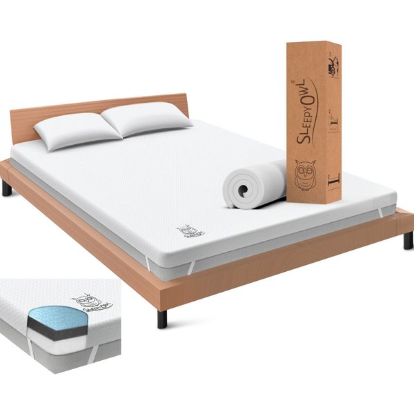 Sleepy Owl, Topper Gel-Memory Matratzentopper, 5-7-10 cm hoch, H2/H3 mit Komfortschicht, (orthopädischer Topper, 160x200x10 cm), Gel-Memory-Schaum, Atmungsaktiv