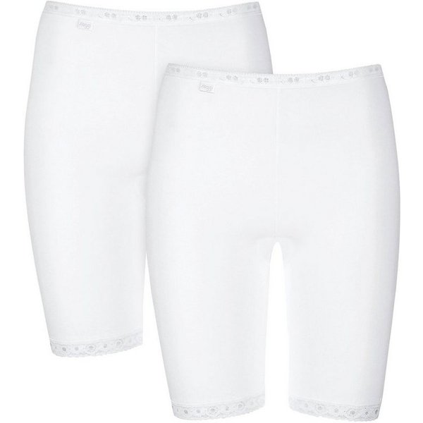 sloggi Lange Unterhose Basic+ (2er Pack) Spitzenbesatz, weiche Nähte, Baumwollmischung